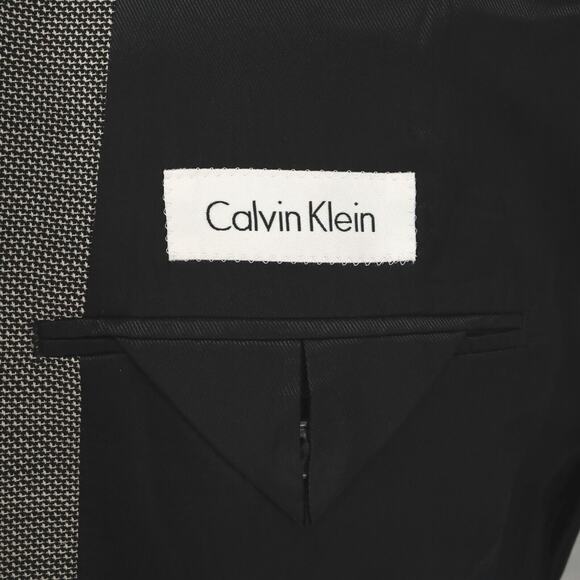 Calvin Klein Sport Coat Mens 42L Wool Black White Micro Check Jacket Career - Picture 3 of 15